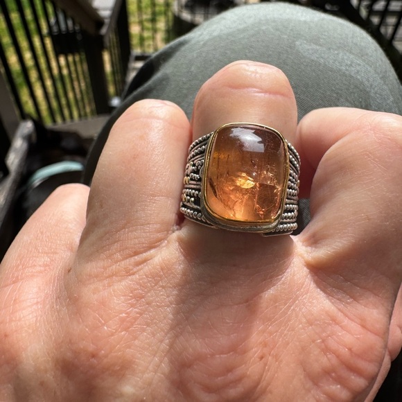 18kGold and Sterling Silver Ring with Incredible Royal Topaz Stone - Picture 1 of 11